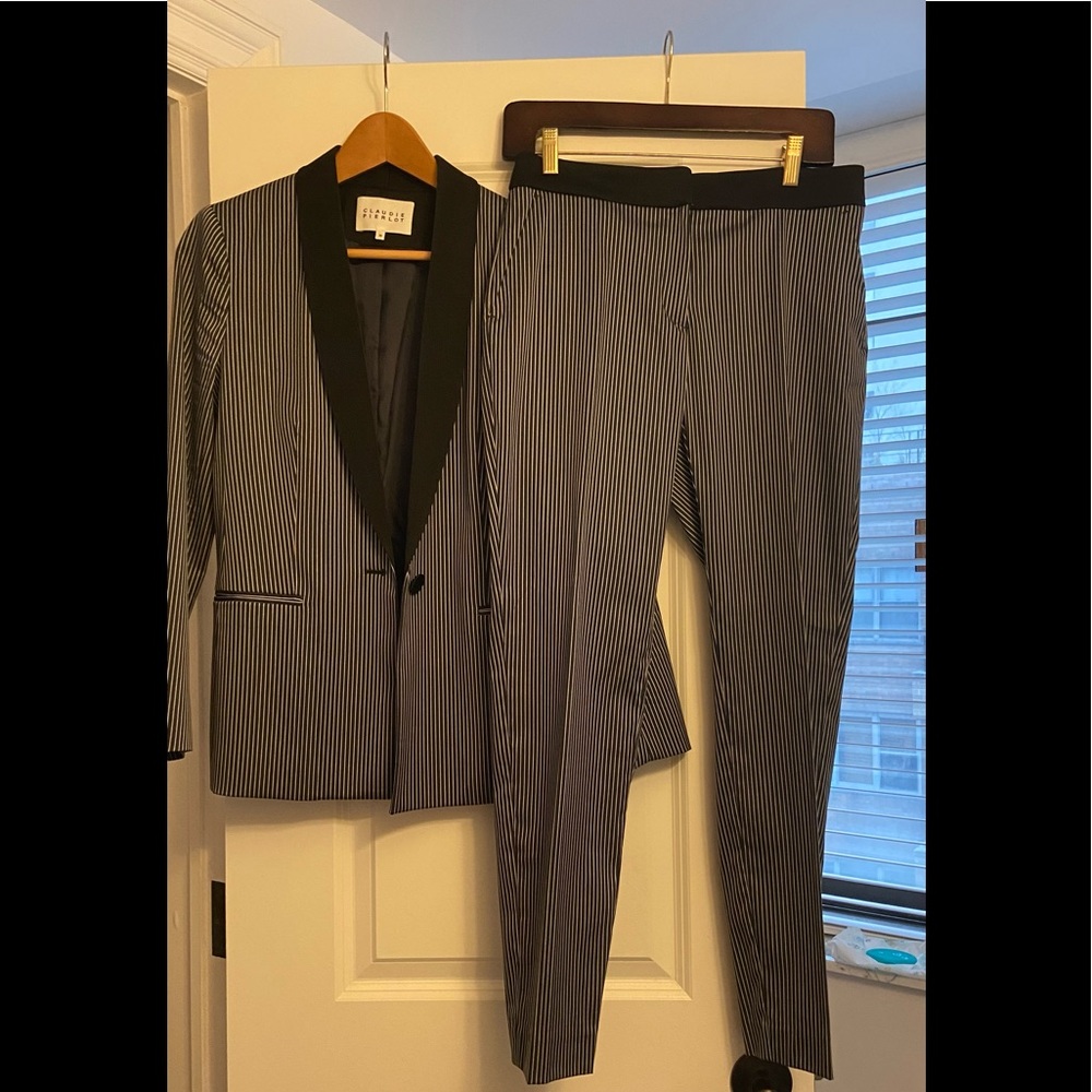 Navy Pin Stripe Pantsuit. New.